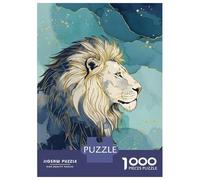Puzzle Per Adolescenti Da 1000 Pezzi Lion Portrait with Abstract Watercolor Background Puzzle Per Adulti Gioco Pratico Migliora La Memoria Ottimo Regalo Per I Giocatori 70x50cm/1000pcs