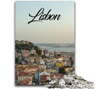 Puzzle per adolescenti da 1000 pezzi Lisbona, Portogallo, difficili e stimolanti, con poster abbinato e foglio di quiz per età 14 anni (dimensioni 38x52cm)