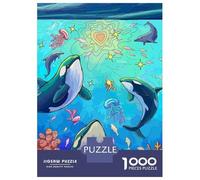 Puzzle Per Adolescenti Da 1000 Pezzi Love Orcas And Coral Reef Puzzle Per Adolescenti Giocattoli Antistress Vacanze A Casa Passatempo Divertimento Attività A Casa, 38x26cm/1000pcs