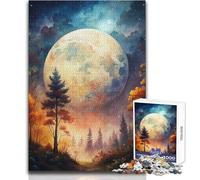 Puzzle per adolescenti da 1000 pezzi, luna piena sulla foresta autunnale, regalo per donne, gioco rompicapo, regalo di compleanno (dimensioni 50x75cm)