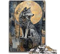 Puzzle per adolescenti da 1000 pezzi, lupo, arte, analisi e logica, con pezzi completamente interconnessi e di forma casuale, per bambini dai 14 anni in su, 26x38cm