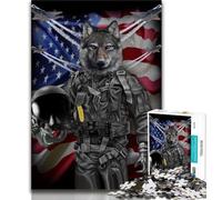 Puzzle per adolescenti da 1000 pezzi, Lupo grigio nell'aeronautica militare, puzzle per adolescenti, ideali come regali per tutta la famiglia, adatti per bambini dai 14 anni in su (dimensioni 38x26cm)