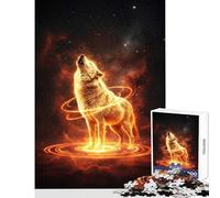Puzzle per adolescenti da 1000 pezzi,lupo luminoso che ulula nella notte,giocattolo,decorazione da parete,regalo divertente,gioco rompicapo,migliora l'amore tra coppie,dimensioni 38x26cm
