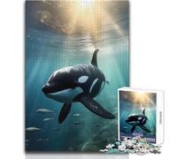 Puzzle per adolescenti da 1000 pezzi, maestoso orca, balena assassina, bellissimo gioco di design, decorazione perfetta, regalo per compleanni, dimensioni 38x52cm