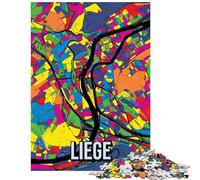 Puzzle per adolescenti da 1000 pezzi mappa della città di Liegi Luik Belgio puzzle artistico per adulti difficile lista dei desideri con Babbo Natale rompicapo giochi per famiglie (75x50cm/1000pcs)