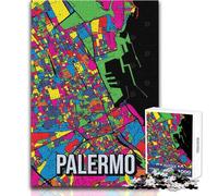 Puzzle per adolescenti da 1000 pezzi, mappa della città di Palermo, bellissimo gioco di design, un'opera d'arte, giocattoli antistress, dimensioni 38x52cm