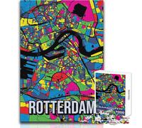Puzzle per adolescenti da 1000 pezzi, mappa della città di Rotterdam, gioco educativo Pop Art, regali per donne, regali di compleanno, dimensioni 38x52cm