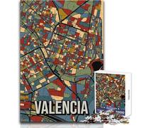 Puzzle per adolescenti da 1000 pezzi, mappa della città di Valencia, Spagna, bellissimo gioco di design, un'opera d'arte, giocattoli antistress, dimensioni 38x26cm