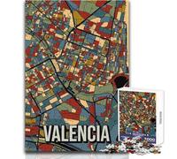 Puzzle per adolescenti da 1000 pezzi, mappa della città di Valencia, Spagna, gioco di sfida unico, ma divertente e umoristico, decorazione da parete, dimensioni 38x52cm