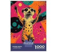 Puzzle Per Adolescenti Da 1000 Pezzi Meerkat Dancing on Vinyl Funky Wildlife Wall Decor Puzzle Per Adulti Giochi Divertenti Regali Per Donne Offerta Come Regali Per Tutta La Famiglia 38x26cm/1000pcs