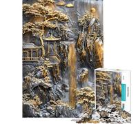 Puzzle per adolescenti da 1000 pezzi mistico tempio zen dorato puzzle per adulti gioco per famiglie regalo per donne compleanno e Natale (dimensioni 38x26cm)