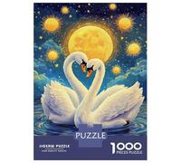 Puzzle Per Adolescenti Da 1000 Pezzi Moonlit Swan Love Puzzle Per Adulti Giochi Rilassanti Decorazione Perfetta Gioco Stimolante Regali 52x38cm/1000pcs