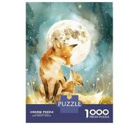 Puzzle Per Adolescenti Da 1000 Pezzi Moonlit Whispers - Fox Family Cute Boho Woodland Nursery Illustration Puzzle Per Adulti Giochi Per Famiglie Ma Divertenti E Umoristici Regali Unici Per Compleanno