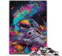 Puzzle per adolescenti da 1000 pezzi, motivo: astronauta psichedelico, antistress, sfida difficile, adatto per la decorazione della scrivania, 26x38cm