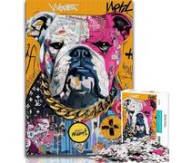 Puzzle per adolescenti da 1000 pezzi motivo: Bulldog Doodle puzzle per adolescenti giochi educativi decorazione per la casa adatti per la decorazione del desktop 26x38cm