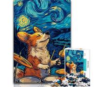 Puzzle per adolescenti da 1000 pezzi, motivo: cielo notturno, banda Corgi, giochi educativi, decorazione per la casa, ideale come regalo per tutta la famiglia (75x50cm)