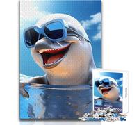 Puzzle per adolescenti da 1000 pezzi, motivo: delfino, carino, amore, gioco di sfida unico, regalo per donne, opera d'arte, dimensioni: 38x26cm