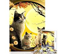Puzzle per adolescenti da 1000 pezzi,motivo: gatto,ciliegio in fiore,giocattolo,decorazione da parete,opera d'arte,regalo,giochi educativi,aiuta il cervello,esercizio,dimensioni: 50x75cm