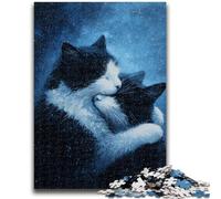 Puzzle per adolescenti da 1000 pezzi, motivo: gatto nero astratto artistico, gioco stimolante e gioco per famiglie, ideale come regalo per tutta la famiglia, 26x38cm