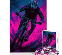 Puzzle per adolescenti da 1000 pezzi motivo mountain biker con luci al neon giocattoli antistress regali di compleanno gioco rompicapo attività divertenti da fare a casa dimensioni 38x26cm
