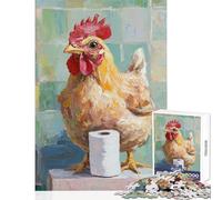 Puzzle per adolescenti da 1000 pezzi,motivo: pollo e carta igienica,giocattolo,decorazione da parete,opera d'arte,regalo,giochi educativi,aiuta il cervello ad allenarsi,dimensioni: 50x75cm