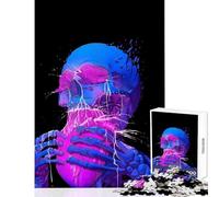 Puzzle per adolescenti da 1000 pezzi,motivo: teschio blu neon che mangia un cuore,giocattolo,decorazione da parete,regalo divertente,gioco rompicapo,migliora l'amore tra coppie,dimensioni: 38x52cm
