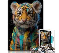 Puzzle per adolescenti da 1000 pezzi, motivo: tigre dipinta a olio, puzzle per adolescenti, antistress, giocattoli per la casa (dimensioni 75x50cm)
