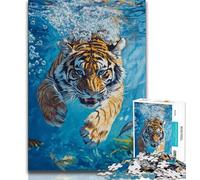 Puzzle per adolescenti da 1000 pezzi, motivo: tigre sottomarina, antistress, giocattoli per la casa, decorazione per la casa (38x26cm)