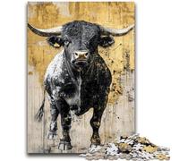 Puzzle per adolescenti da 1000 pezzi, motivo: Toro nero e oro, aiuta il cervello a esercitare i giocattoli avvincenti per coltivare la pazienza, decorazione da parete 26x38cm