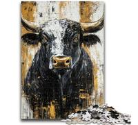 Puzzle per adolescenti da 1000 pezzi, motivo: Toro nero e oro Aiuta il cervello a esercitare i giocattoli che creano dipendenza e coltivano la pazienza Ottimo regalo, 26x38cm