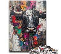 Puzzle per adolescenti da 1000 pezzi, motivo: Toro nero e oro, antistress, sfida difficile, decorazioni e regali unici per la casa, 26x38cm