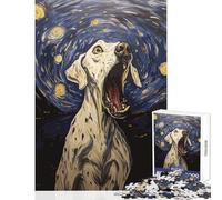 Puzzle per adolescenti da 1000 pezzi motivo: urlo di cane nella notte stellata decorazione per la casa giocattoli regalo di compleanno gioco educativo migliora l'amore tra coppie dimensioni: 38x26cm
