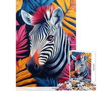 Puzzle per adolescenti da 1000 pezzi,motivo: zebra nel fogliame tropicale,giocattolo,decorazione da parete,regalo divertente,gioco rompicapo,migliora l'amore tra coppie,dimensioni: 38x26cm