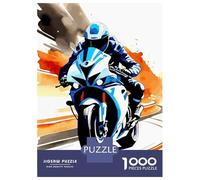 Puzzle Per Adolescenti Da 1000 Pezzi Motorcycle Rider in Blue And White Puzzle Per Adulti Giocattoli Antistress Regalo Di Compleanno Regali Di Compleanno E Unici 38x26cm/1000pcs