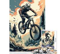 Puzzle per adolescenti da 1000 pezzi Mountain biker che salta da una scogliera Decorazione per la casa Giocattoli Regalo Compleanno Gioco educativo Migliora l'amore tra coppie Dimensioni 38x26cm