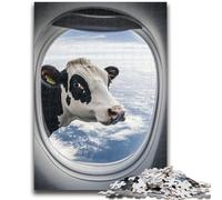 Puzzle per adolescenti da 1000 pezzi,mucca fuori dal finestrino dell'aereo,puzzle per adulti,giochi di attività per famiglie stimolanti,giocattolo fai da te per decorazioni murali per la casa,regali