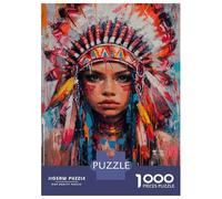 Puzzle Per Adolescenti Da 1000 Pezzi Native American Indian Art Print Puzzle Per Adulti Giocattoli Antistress Sfida Difficile Gioco Impegnativo Regali 38x26cm/1000pcs