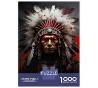 Puzzle Per Adolescenti Da 1000 Pezzi Native American Warrior Art Print-4 Puzzle Per Adulti Gioco Per Famiglie Decorazione Murale Regali Unici Per Compleanno E Natale 52x38cm/1000pcs