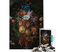 Puzzle per adolescenti da 1000 pezzi natura morta con frutta e fiori Aiuta ad allenare la mente decorazione artistica per la casa gioco rilassante adatto a persone dai 14 anni in su (38x26cm)