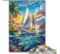 Puzzle per adolescenti da 1000 pezzi Nave che naviga nell'oceano, gioco per famiglie, antistress, sfida difficile, rafforza l'amore tra coppie (dimensioni 50x75cm)