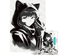 Puzzle per adolescenti da 1000 pezzi Nekomimi Hoodie Black Ink Puzzle da 1000 pezzi Decorazione per la casa Giocattoli Analisi e logica compleanno (38x26cm)