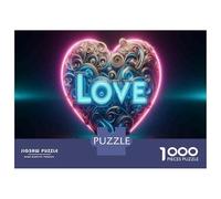 Puzzle Per Adolescenti Da 1000 Pezzi Neon Heart Decorations for Valentine's Day Puzzle Per Adulti Giocattolo Decorazione Da Parete Sfida Difficile Per È Ideale Come Regalo 52x38cm/1000pcs
