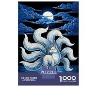Puzzle Per Adolescenti Da 1000 Pezzi Nine-Tailed Fox in Moonlight Puzzle Per Adulti Giocattolo Decorazione Da Parete Taglio Di Precisione Regali Unici Per Compleanno E Natale 70x50cm/1000pcs
