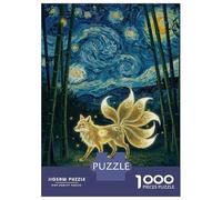 Puzzle Per Adolescenti Da 1000 Pezzi Nine-tailed Fox in Starry Night Puzzle Per Adulti Giochi Per Famiglie Decorazione Murale Sfida Educativa 38x26cm/1000pcs