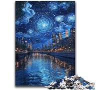 Puzzle per adolescenti da 1000 pezzi Notte stellata sulla Senna, gioco intellettuale giocattolo che rafforza l'amore tra coppie dai 14 anni in su, 26X38CM