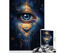 Puzzle per adolescenti da 1000 pezzi Occhio mistico con geometria dorata Giocattolo educativo Ottimi regali e giocattoli Gioco per famiglie Adatto per la decorazione della scrivania Dimensioni 50x75cm