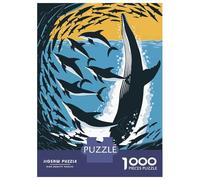 Puzzle Per Adolescenti Da 1000 Pezzi Oceanic Alliance Whale And Dolphins Illustration Puzzle Per Adolescenti Giocattoli Antistress Vacanze A Casa Passatempo Divertimento Attività A Casa, 52x38cm/1000p