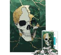 Puzzle per adolescenti da 1000 pezzi oro ﹨u Teschio di giada Attività divertenti a casa Ma gioco divertente e umoristico per famiglie dai 14 anni in su 38x52cm