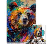 Puzzle per adolescenti da 1000 pezzi orso bruno colorato puzzle per adulti per ammazzare il tempo durante le vacanze con pezzi completamente interconnessi e di forma casuale 75x50cm