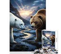 Puzzle per adolescenti da 1000 pezzi,orso polare,orso grizzly,giocattolo,decorazione da parete,regalo divertente,gioco rompicapo,migliora l'amore tra coppie,dimensioni 38x26cm